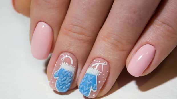 a close up of winter nail designs