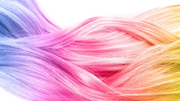 a section of pastel-colored hair