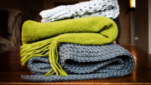 three knit scarves