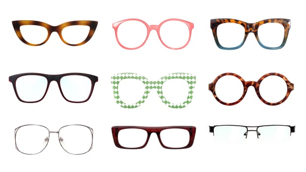 a collection of eyeglasses