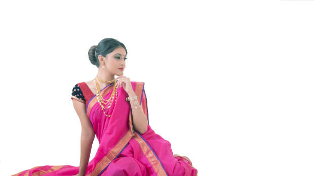 Indian woman poses in a saree